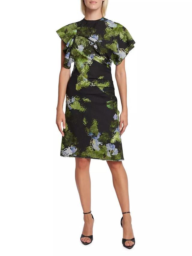 Cloque Floral Midi-Dress Product Image