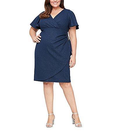 Ignite Evenings Plus Size Short Sleeve Surplice V Product Image