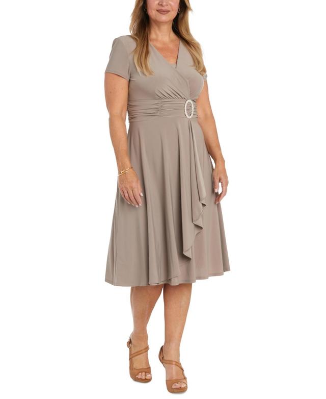 R&M Richards Short-Sleeve Faux-Wrap Dress Product Image