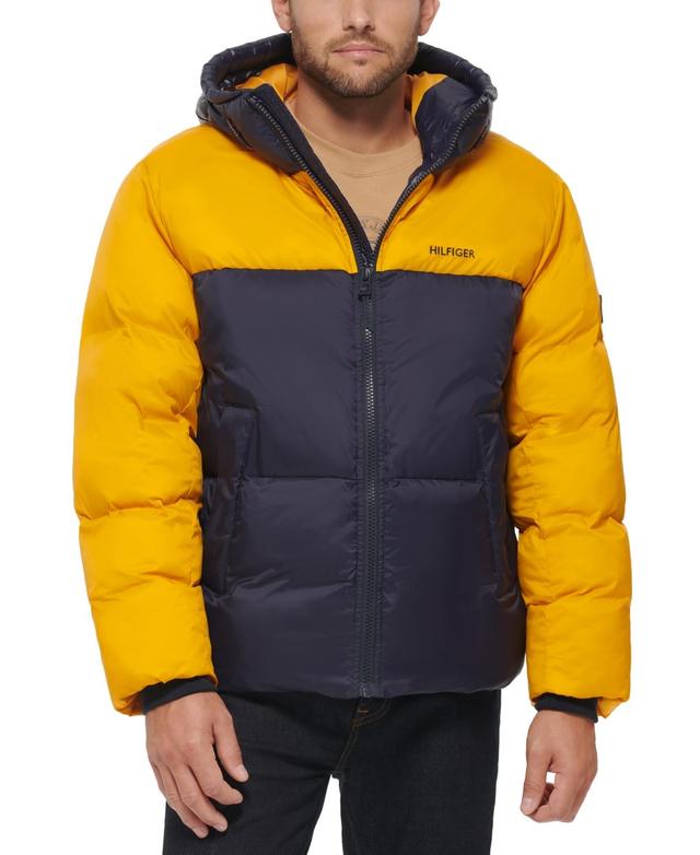 Tommy Hilfiger Mens Colorblock Performance Hooded Puffer Jacket Product Image