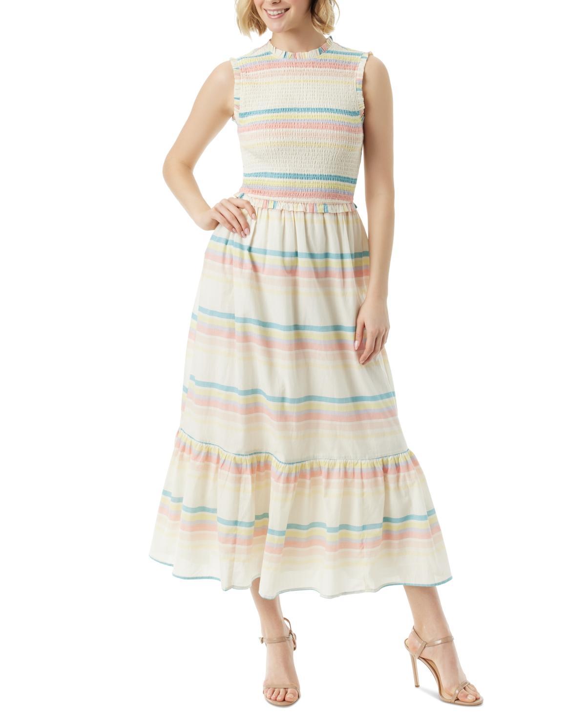 Jessica Simpson Womens Mira Striped Smocked Maxi Dress product image