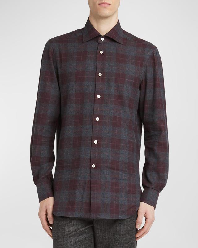 Mens Flannel Plaid Casual Button-Down Shirt Product Image