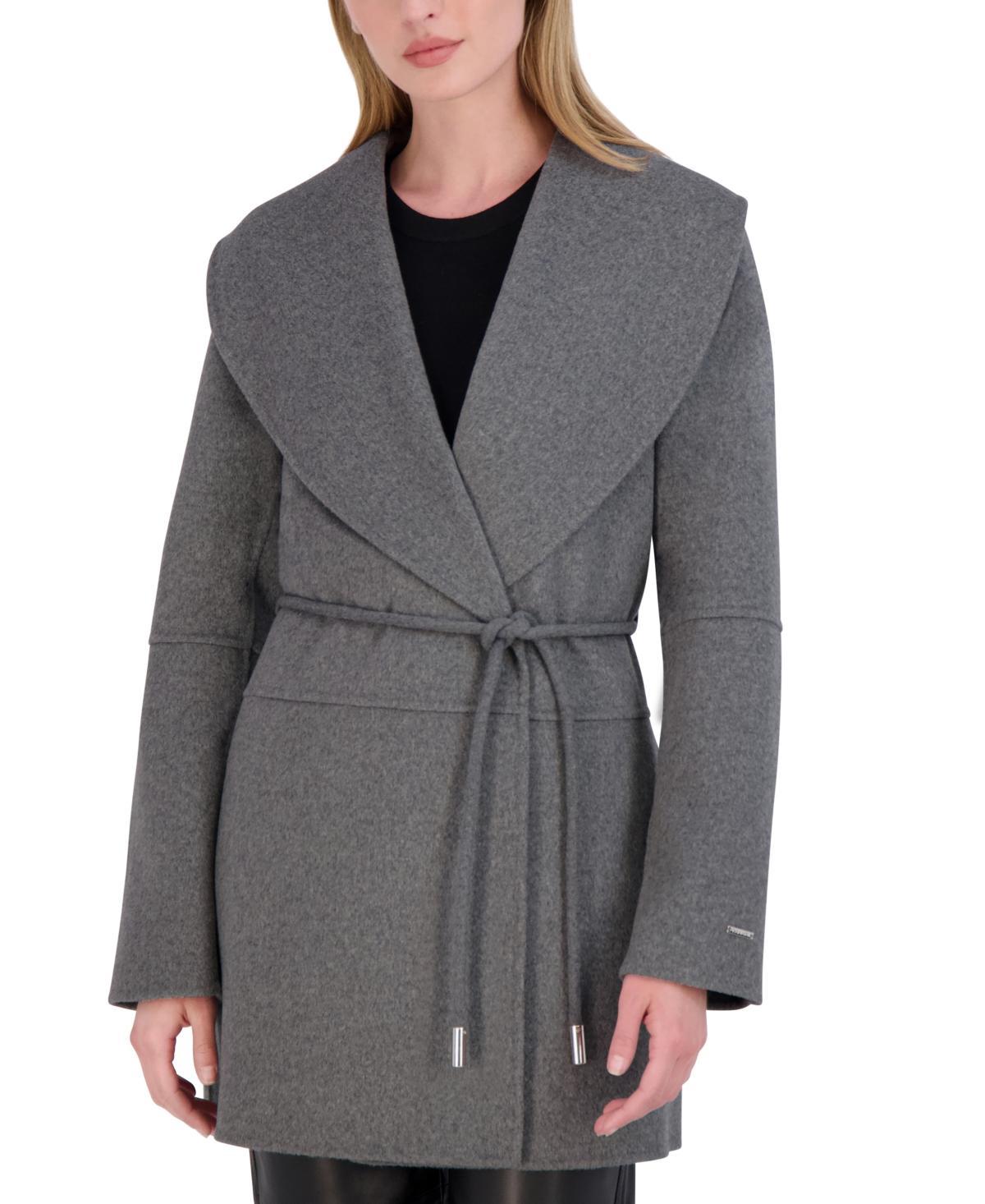 Tahari Womens Doubled-Faced Wool Blend Wrap Coat Product Image