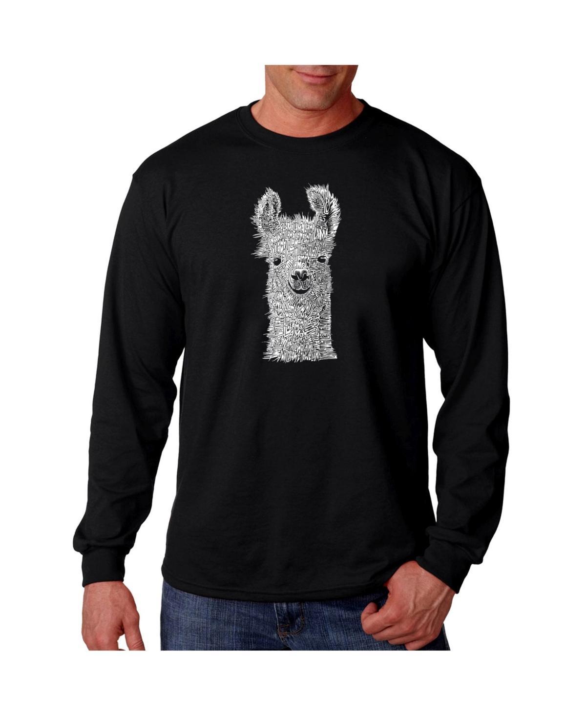 La Pop Art Mens Word Art Long Sleeve T-Shirt- Llama Product Image