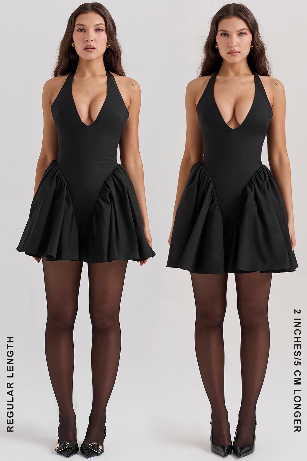 Valentia Black Halter Mini Dress Product Image