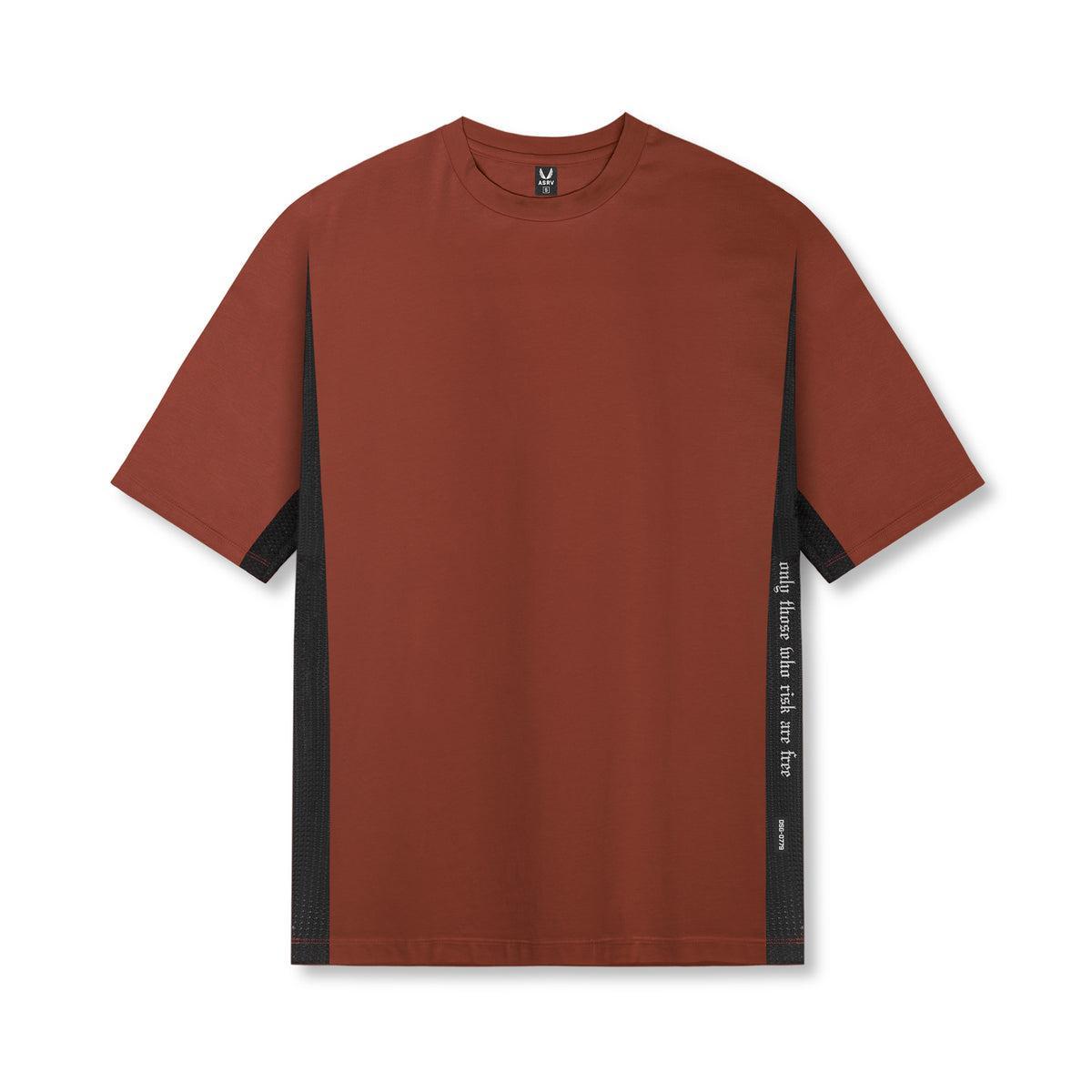 0779. Supima® Mesh Panel Oversized Tee - Brick Product Image