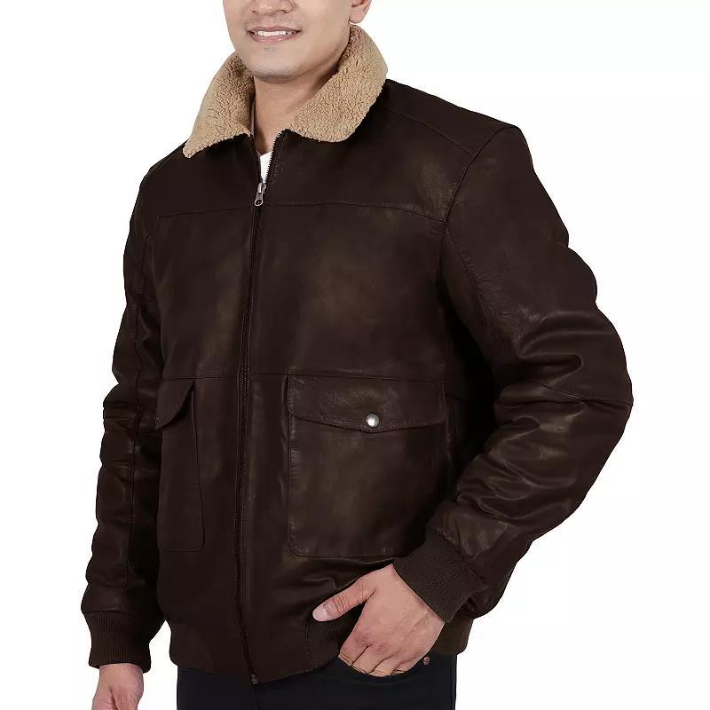 Mens Franchise Club Ace Leather Bomber Jacket Product Image