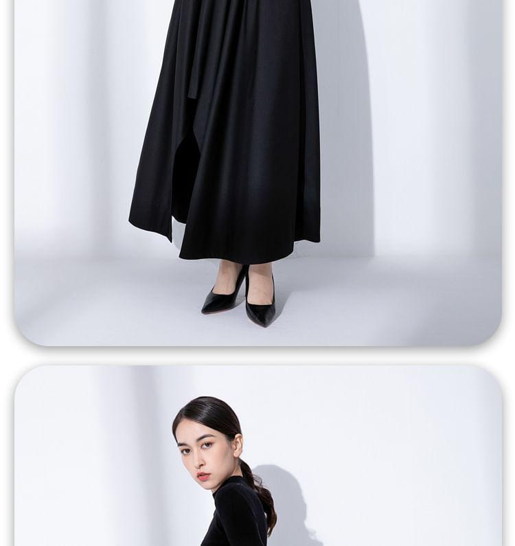 Drawstring Waist Plain Asymmetrical A-Line Skirt Product Image