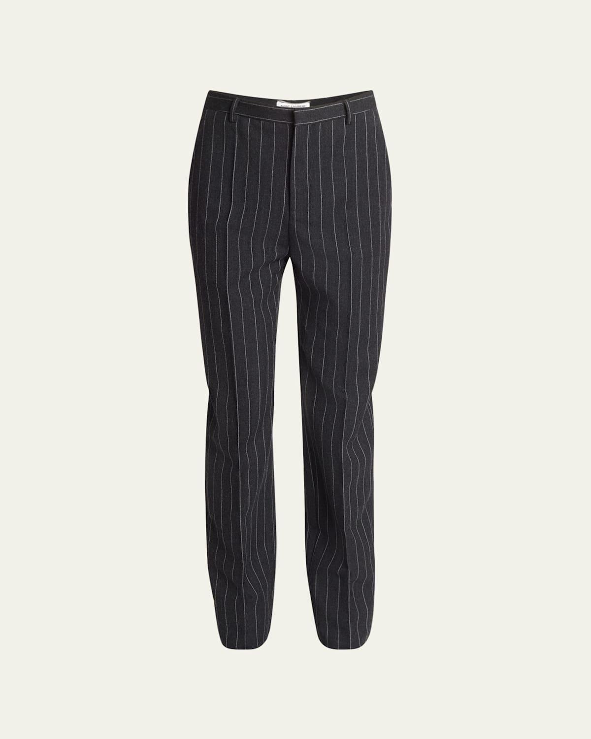 Mens Flannel Pinstripe Trousers Product Image