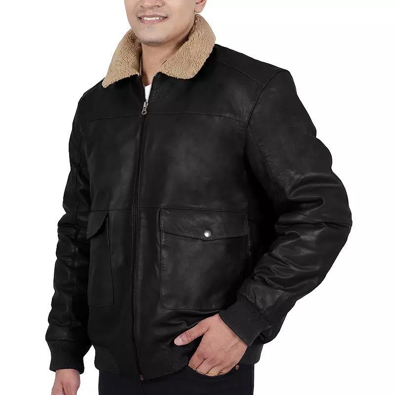 Big & Tall Franchise Club Hero Leather Bomber Jacket, Mens Black Product Image