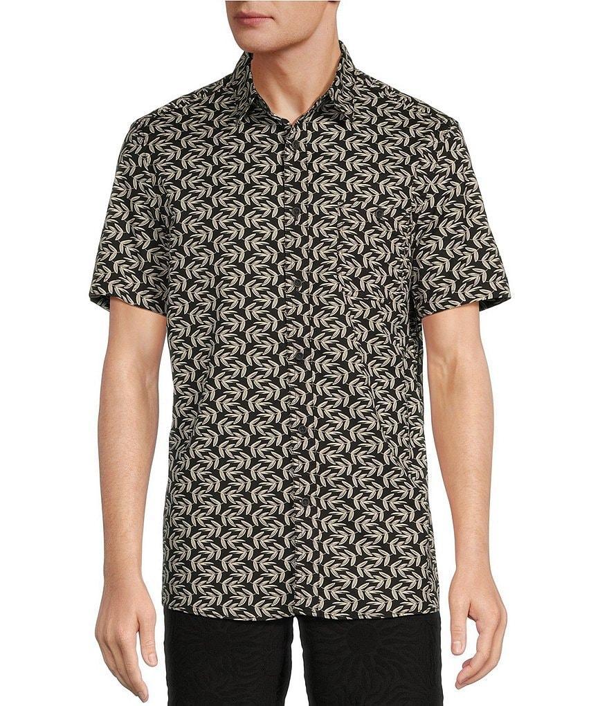 Rowm Short Sleeve Mini Leaf Print Shirt Product Image