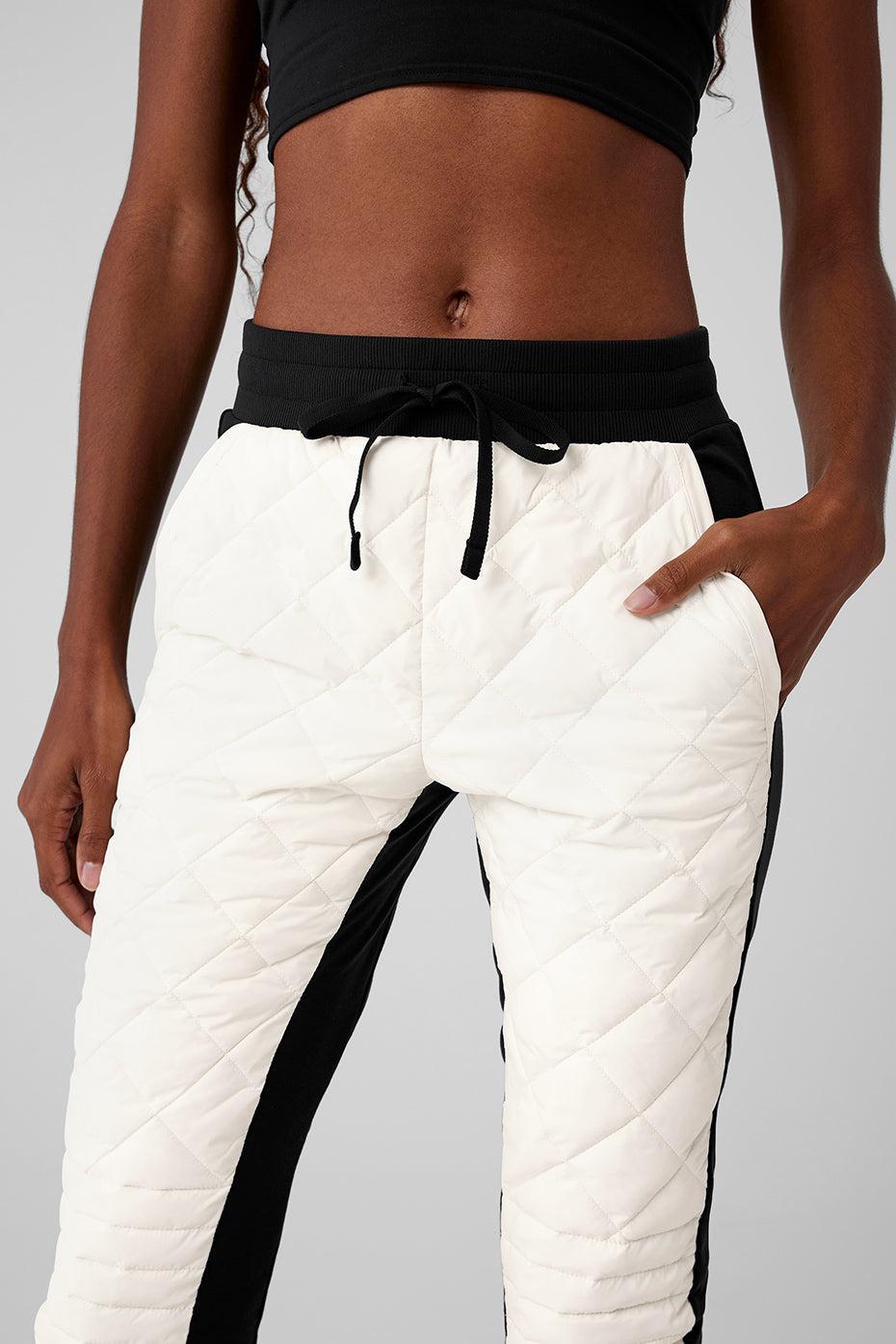 Airbrush Winter Warm High-Waist Moto Puffer Pant - Black/Ivory Female Product Image