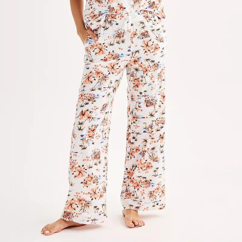 Womens Sonoma Goods For Life Flowy High Rise Poplin Pajama Pants Product Image