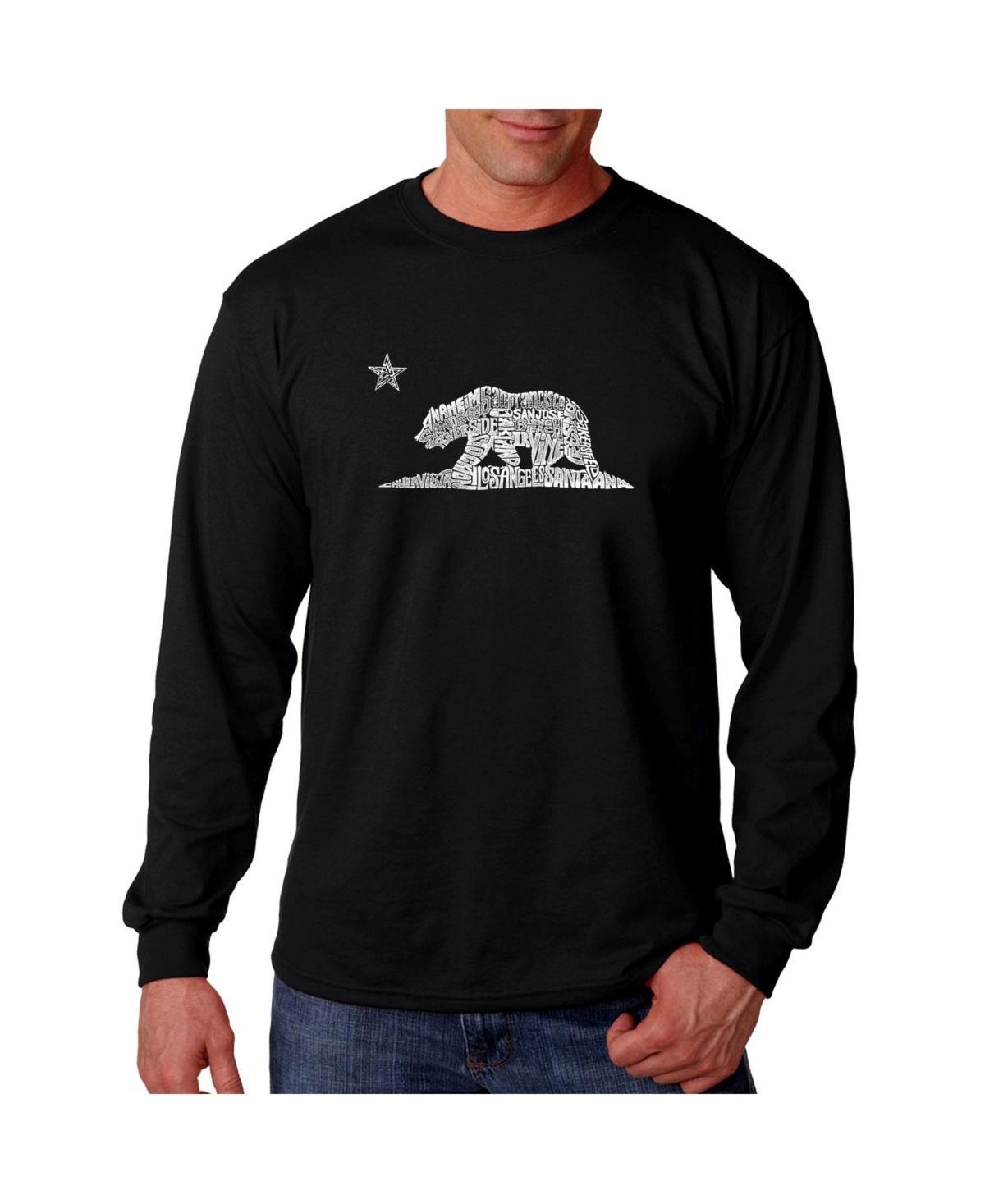 La Pop Art Mens Word Art Long Sleeve T-Shirt- California Bear Product Image