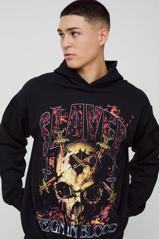 Oversized Slayer Band License Print Hoodie | boohooMAN USA Product Image