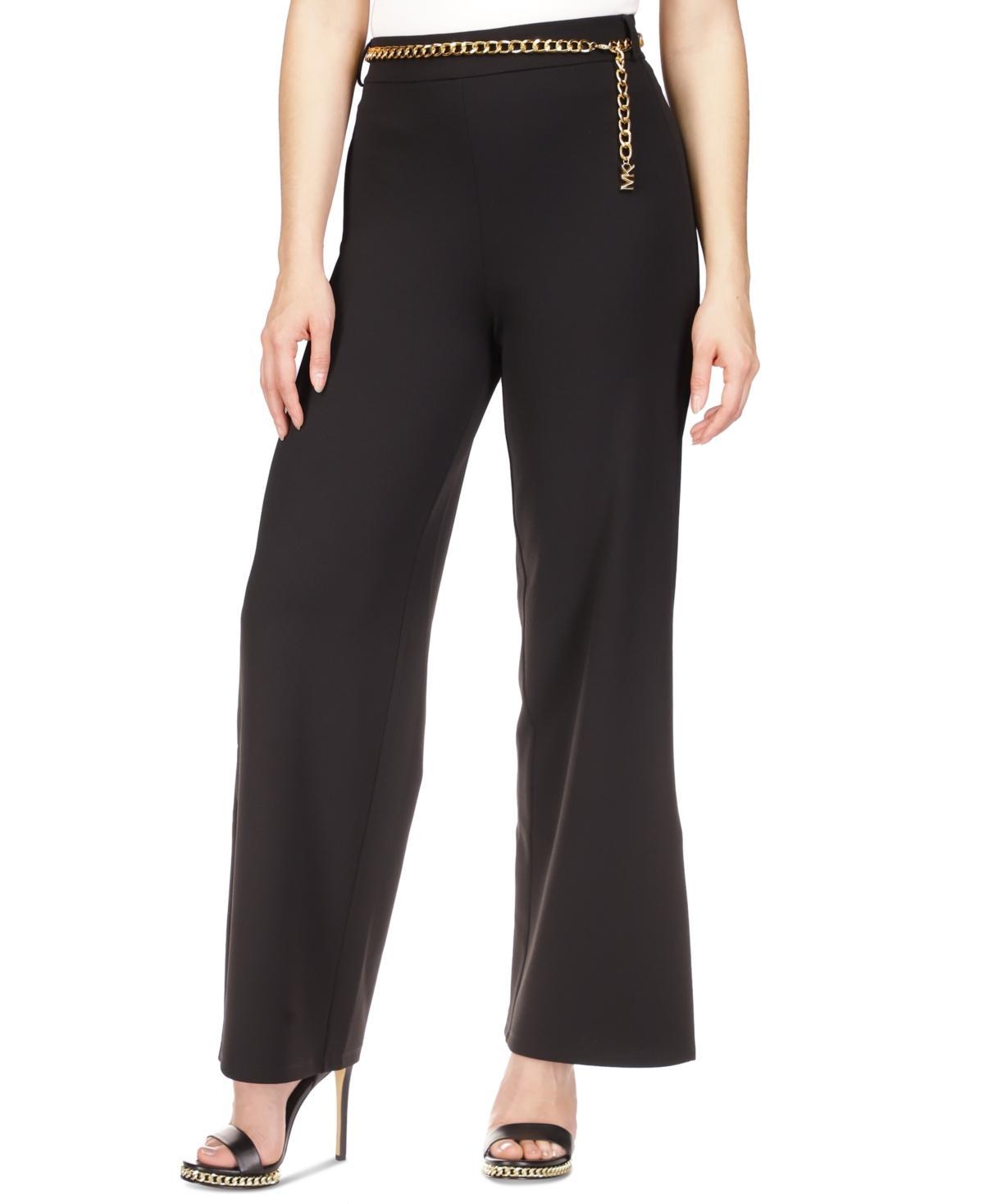 Women's MK Belt Wide-Leg Pants Product Image