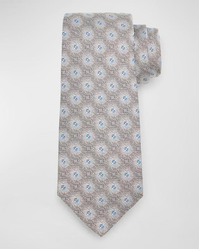 Men's Diamond Patterned Tie, Silver Product Image