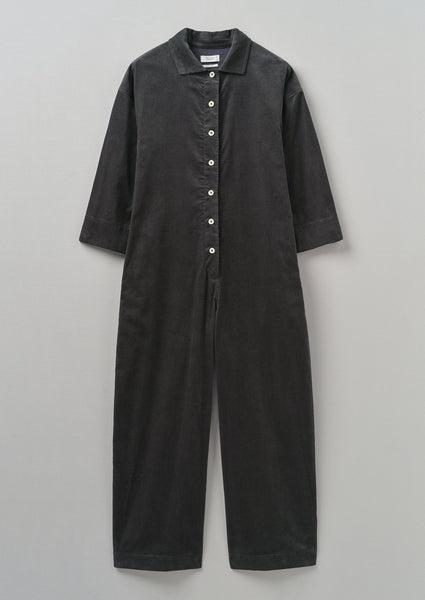 Wide Leg Organic Cord Jumpsuit | Charcoal Product Image