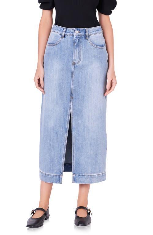 English Factory High Waist Denim Midi Skirt Product Image