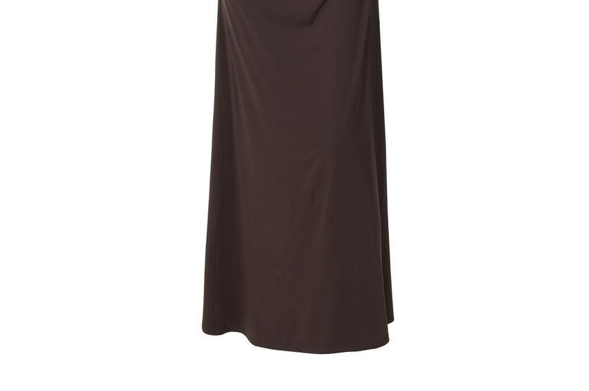 Long Sleeve Crew Neck Plain Slit A-Line Maxi Dress Product Image