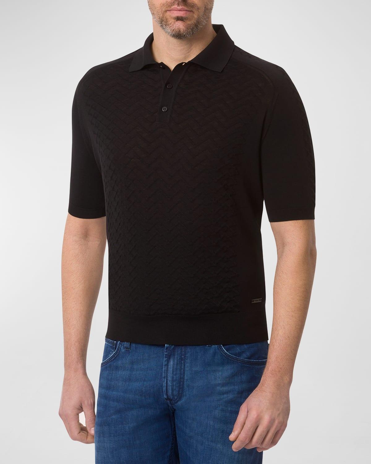 Mens Patterned Short-Sleeve Polo Sweater Product Image