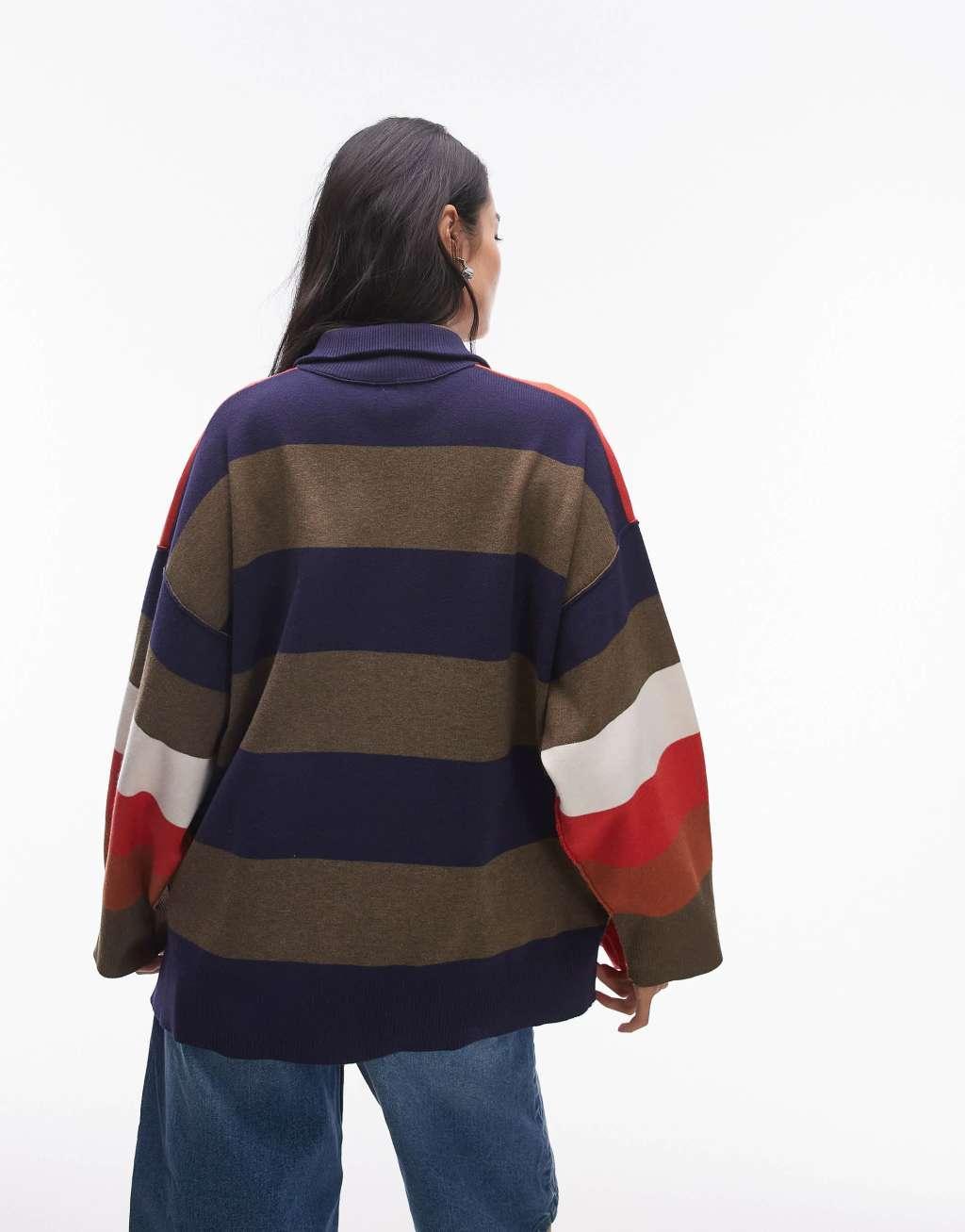 Free People bold stripe sweater in multi Product Image