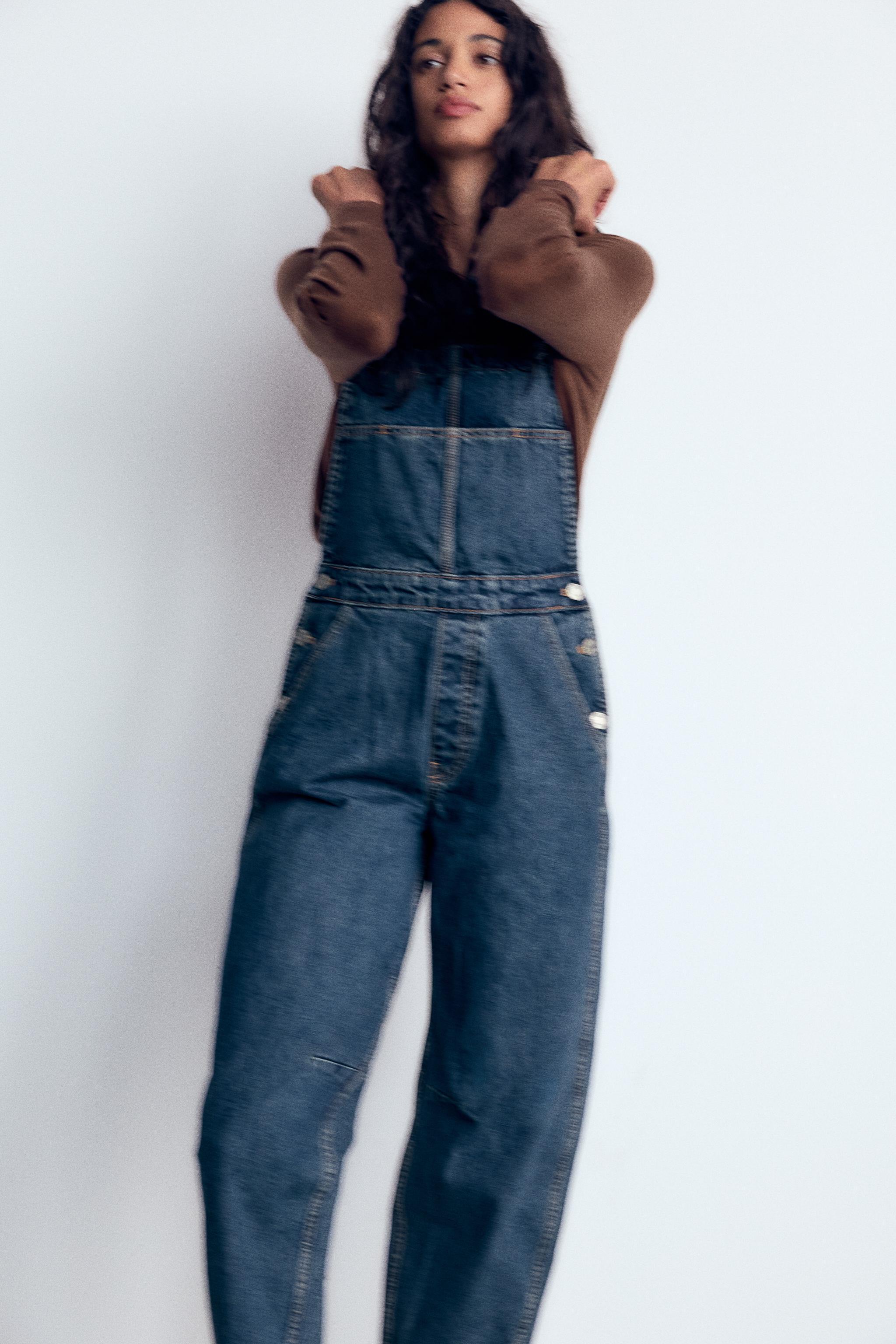 LONG TRF BAGGY DENIM JUMPSUIT Product Image