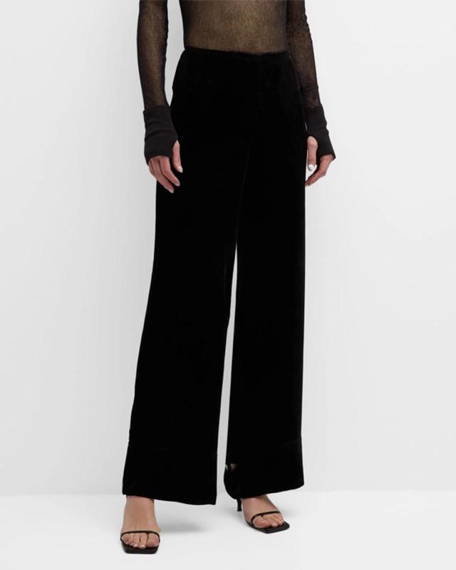 TOTÊME Velvet Wide-leg Pants In Black Product Image