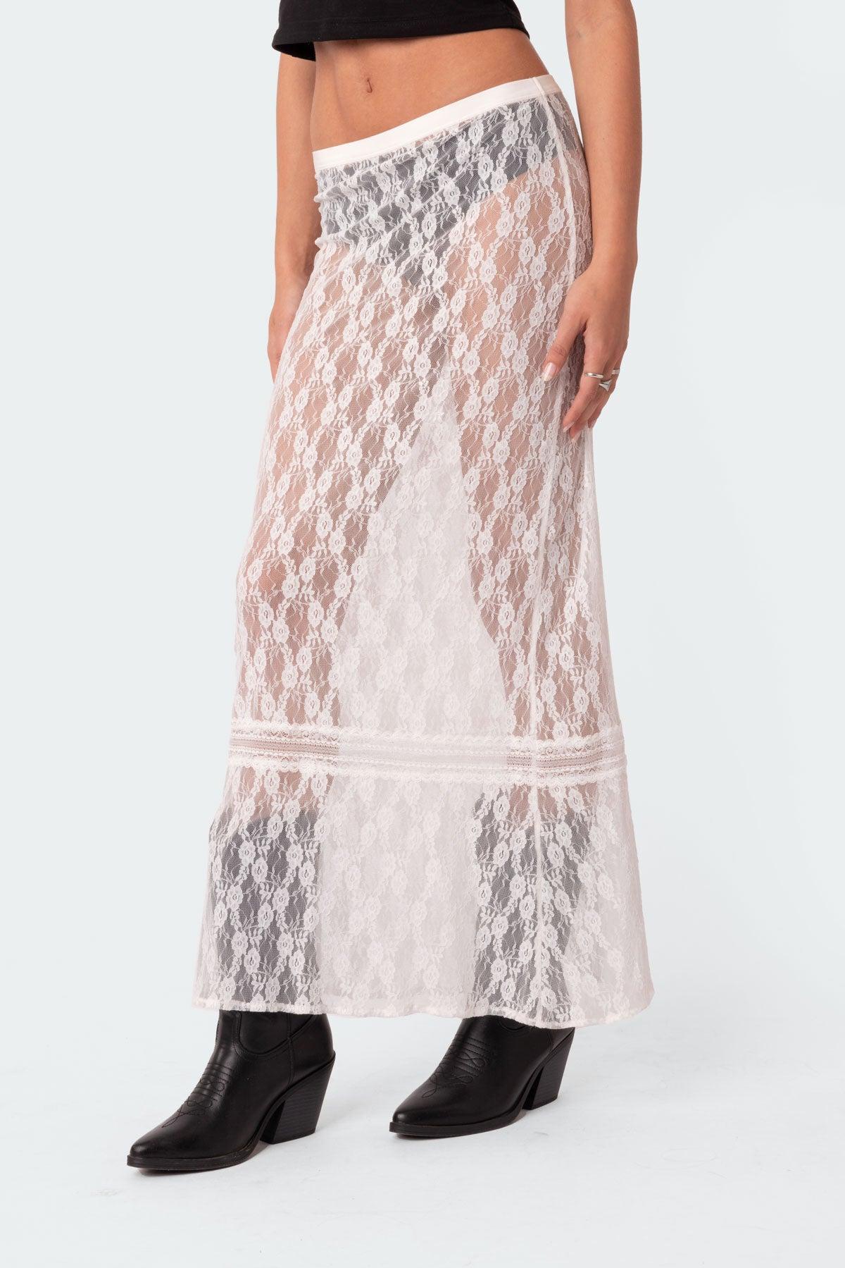 Sandra Sheer Lace Maxi Skirt Product Image