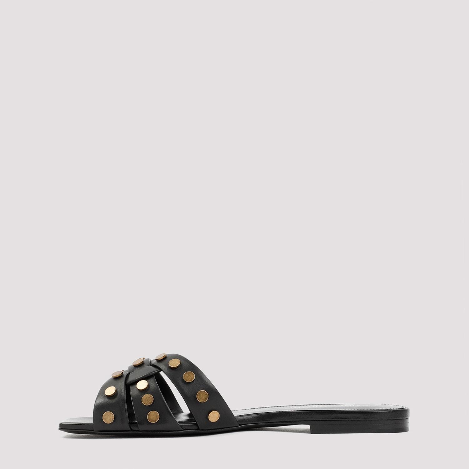 SAINT LAURENT Leather Tribute Sandals In Black Product Image