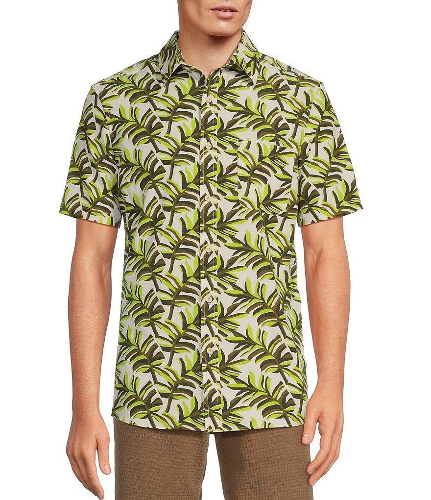 Rowm Rec & Relax Performance Short Sleeve Leaf Print Shirt Product Image