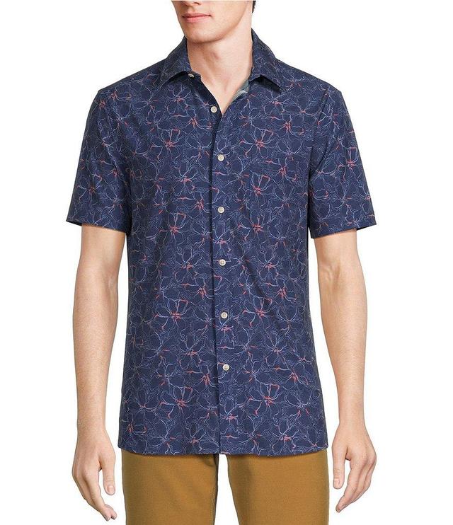 Rowm Rec + Relax Short Sleeve Performance Sketch Floral Print Shirt Product Image