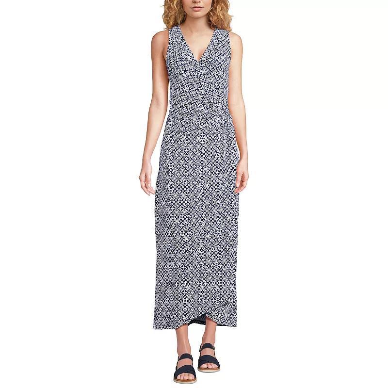 Womens Lands End Sleeveless Tulip Hem Maxi Dress Blue Geos Product Image