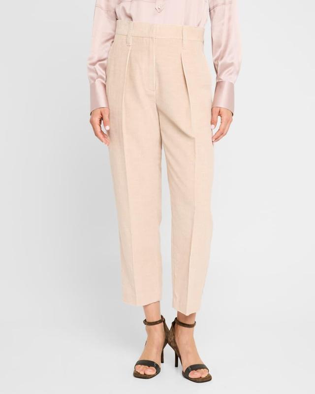 Fluid Melange Corduroy Straight-Leg Ankle Trousers Product Image