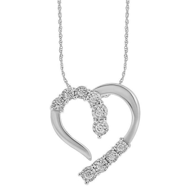 10kt White Gold 1/4 Carat T.W. Diamond Heart Pendant Necklace, Womens Product Image