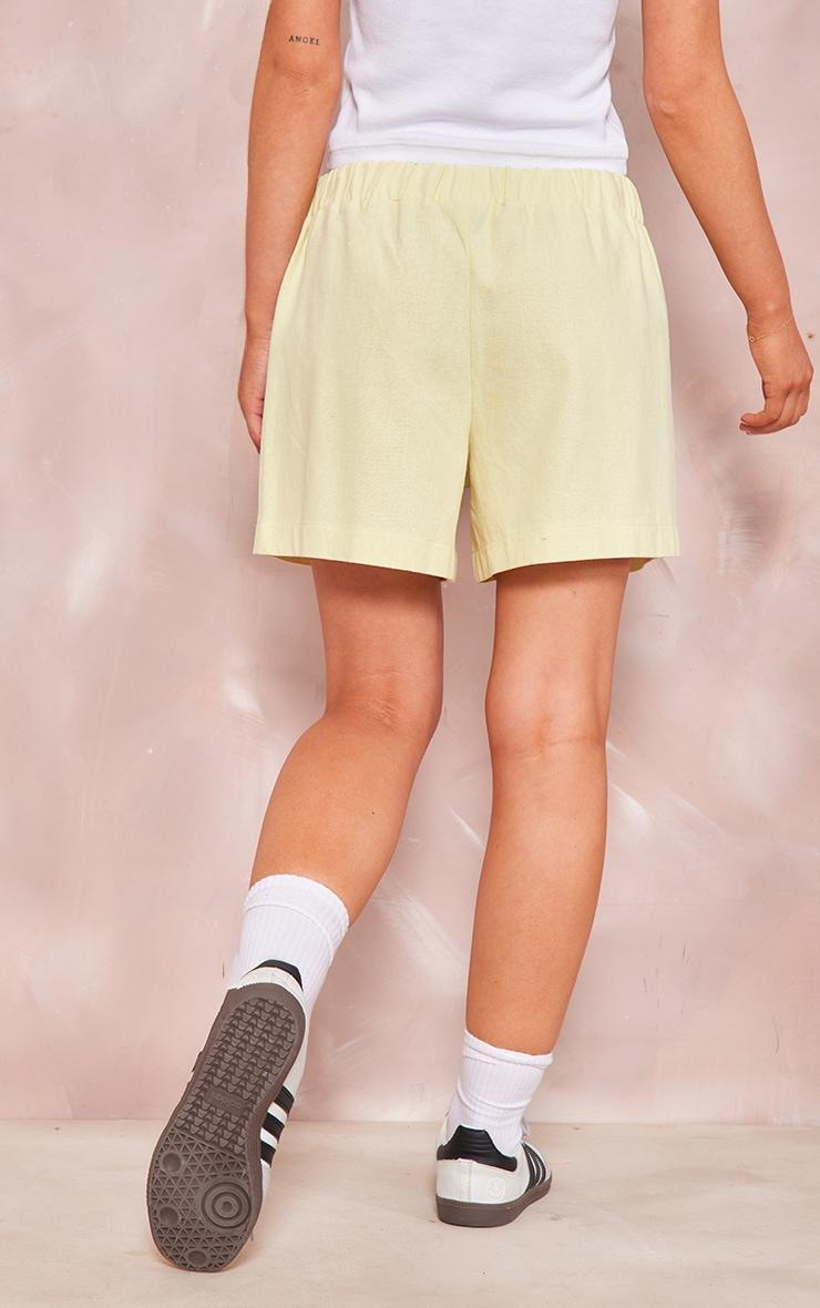 Lemon Structured Linen Look Elasticated Waist Shorts Product Image