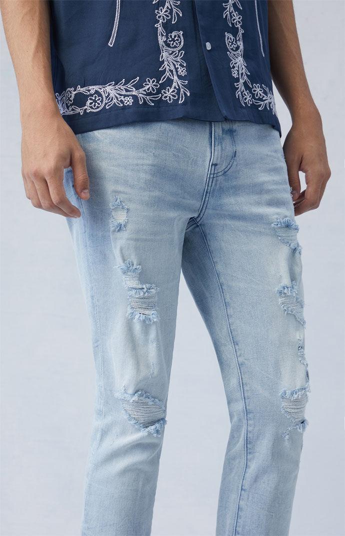 PacSun Mens Eco Comfort Stretch Indigo Stacked Skinny Jeans Product Image