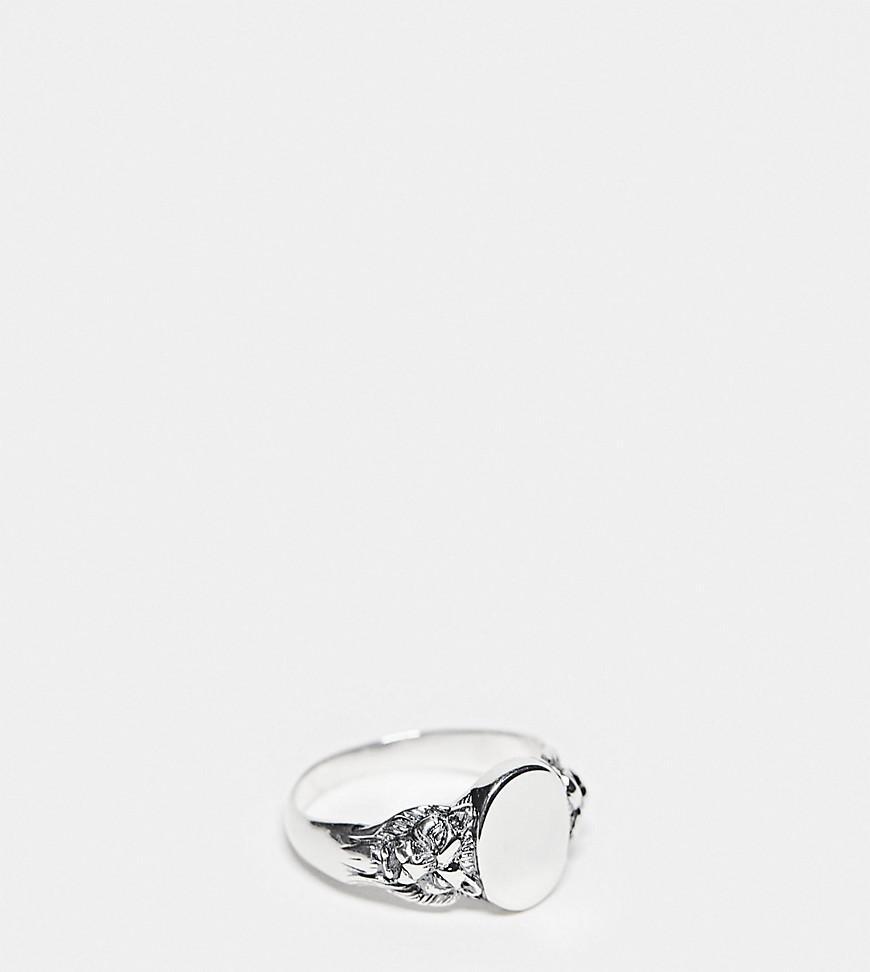 ASOS DESIGN sterling silver signet ring with lion design Product Image