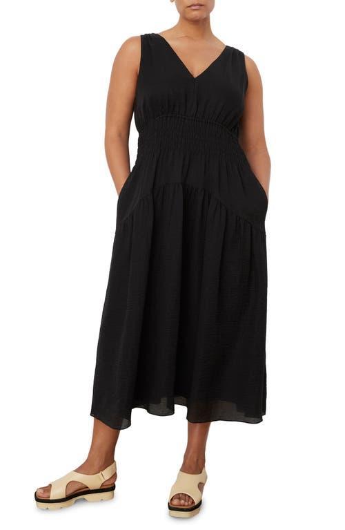 VINCE Smocked Tiered Midi Dress In Black Product Image