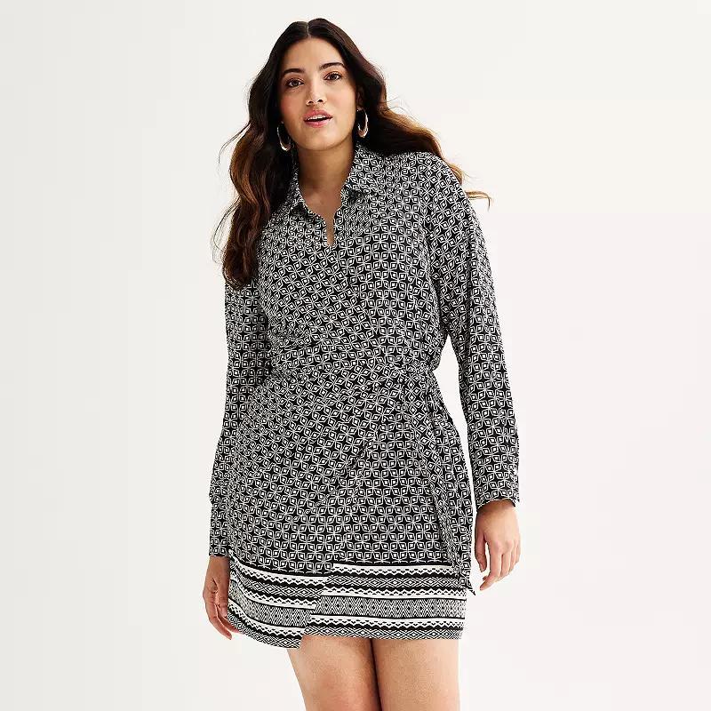 Womens INTEMPO Faux-Wrap Shirt Dress Product Image