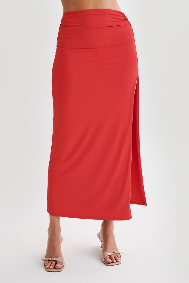 Emma Recycled Nylon Maxi Skirt - Red Product Image