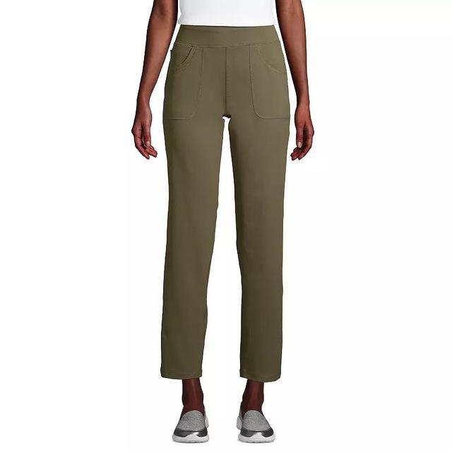 Petite Lands End Active Straight-Leg Pants, Womens Green Moss Product Image