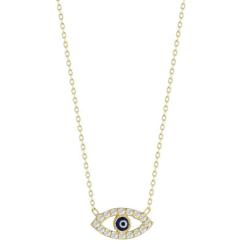 Sunkissed Sterling Sterling Silver Cubic Zirconia Enamel Dainty Eye Necklace, Womens Gold Product Image