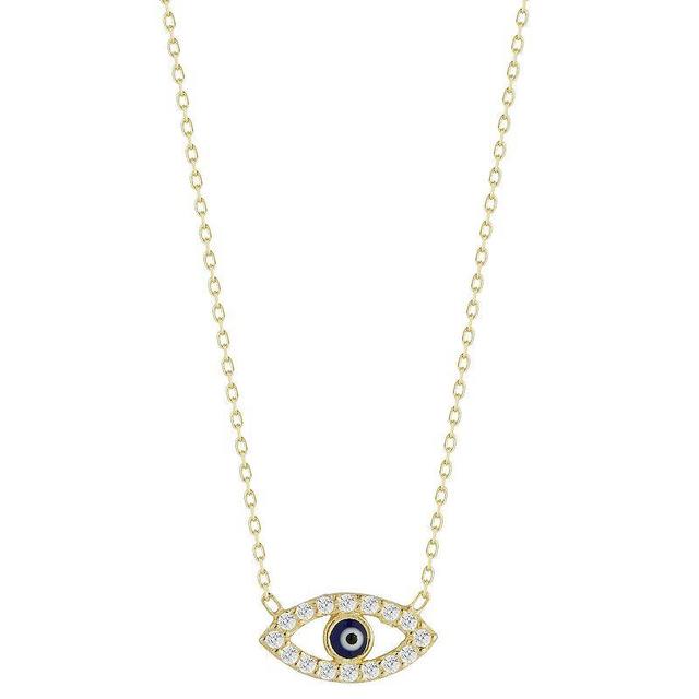 Sunkissed Sterling Sterling Silver Cubic Zirconia Enamel Dainty Eye Necklace, Womens Gold Product Image