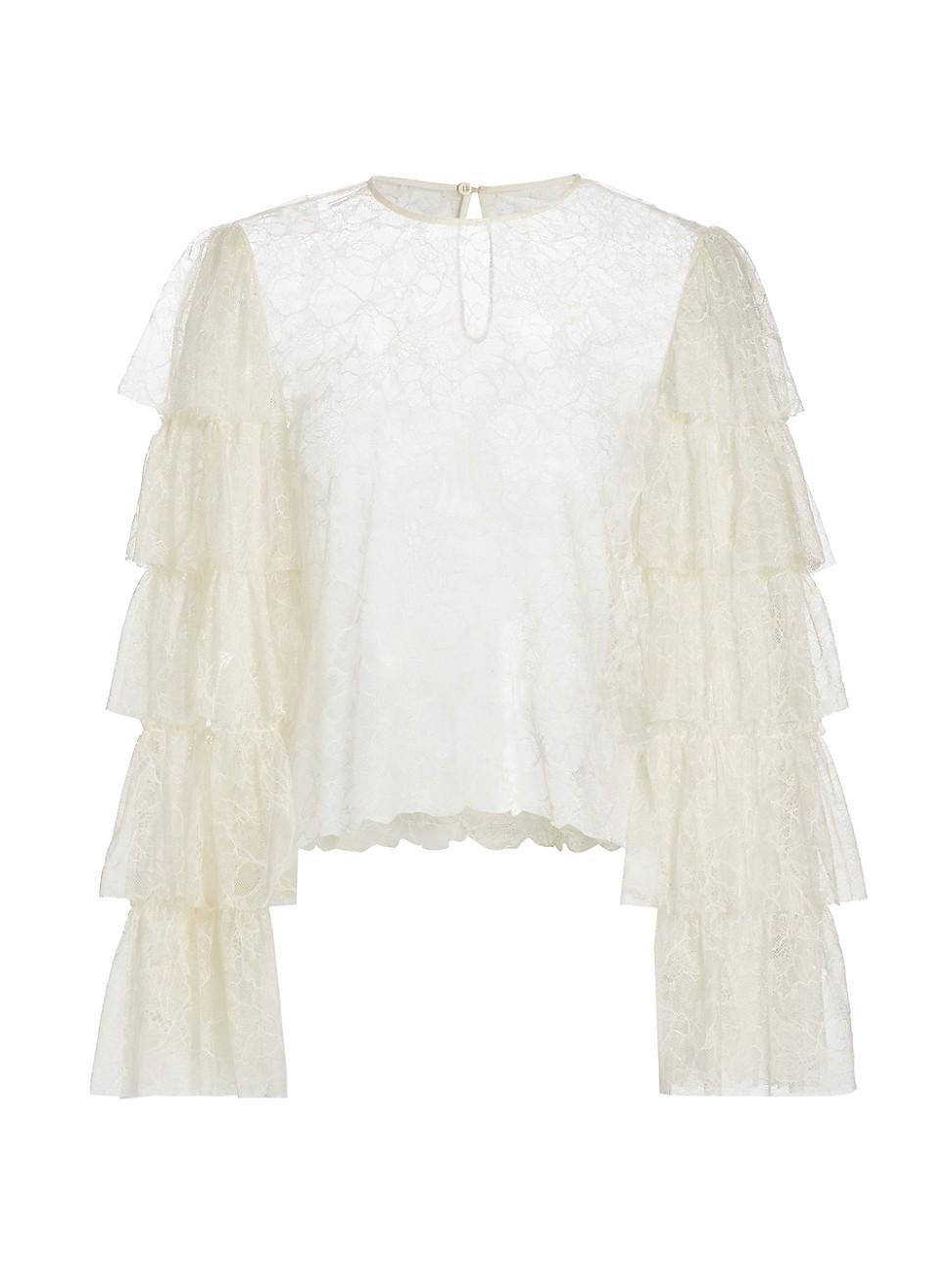 FRAME Ruffle Sleeve Lace Top Product Image