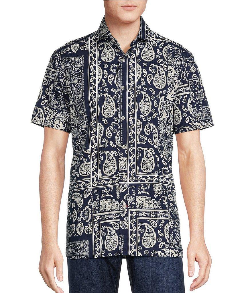 Cremieux Blue Label Block Island Collection Bandana Print Short Sleeve Woven Shirt Product Image