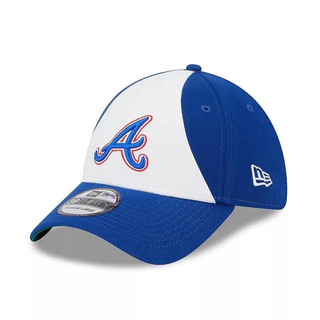 Mens New Era White and Royal Atlanta Braves 2023 City Connect 39THIRTY Flex Fit Hat - White Product Image