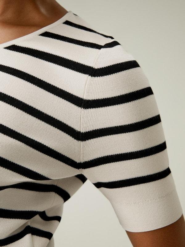 Silk Striped Cropped Knit Top Product Image