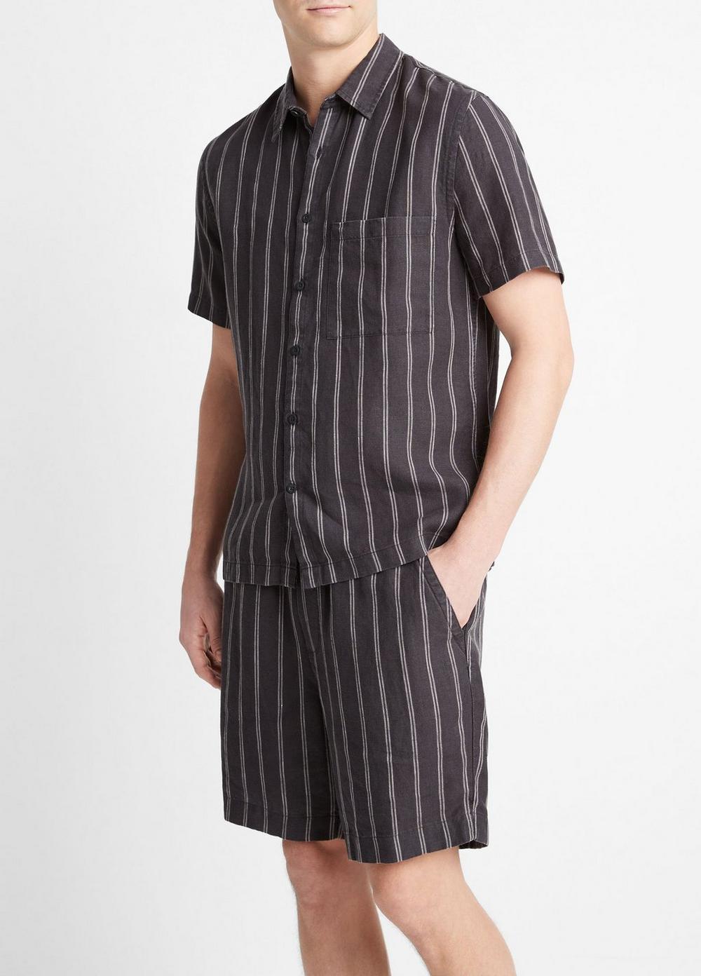 Moonbay Stripe Hemp Short-Sleeve Shirt Product Image