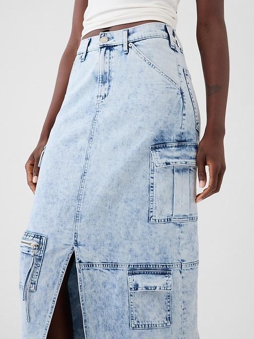 Denim Double Cargo Maxi Skirt Product Image